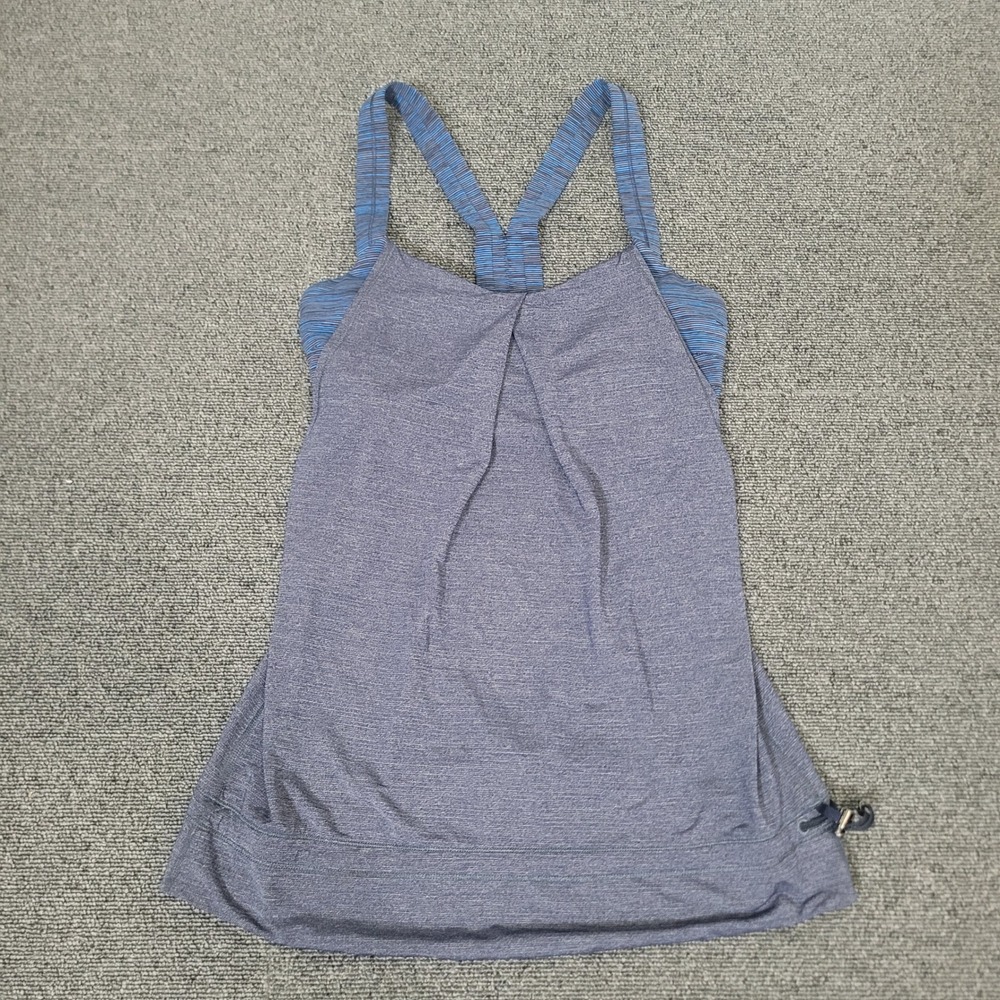 Lululemon Size 4 No Limits Tank Top Womens Blue Layered Built In Bra Racerback